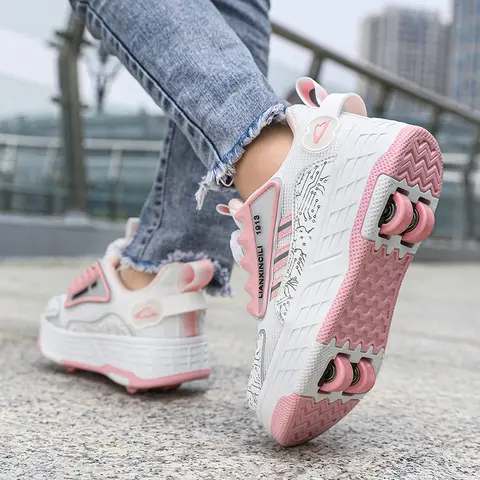New Trendy Sneakers for Girls, Cool and Detachable Four-Wheel Roller Skates for Boys, High Aesthetic Ice Skates