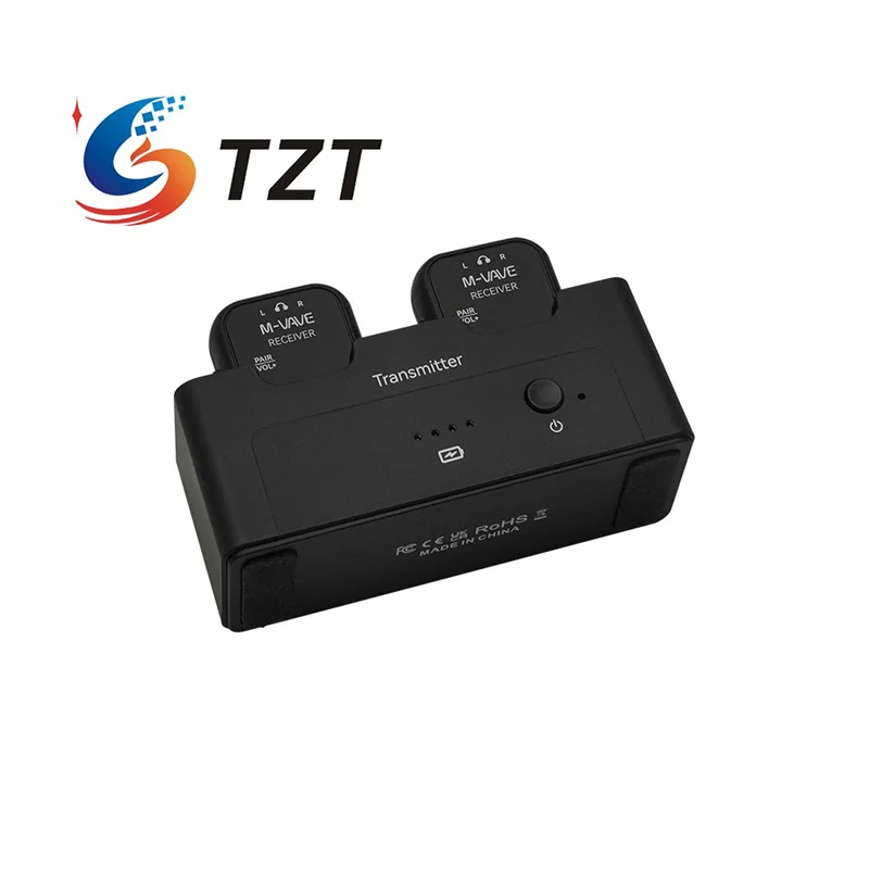 TZT WP-12 2.4GHz 무선 인이어 모니터 전송 시스템 충전 슬롯 포함 하나의 송신기 두 개의 수신기