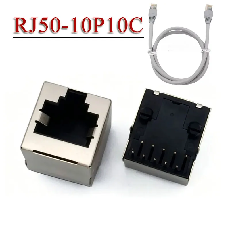 RJ50 10P10C Female Socket with Shield Network Port Socket PCB Vertical Insertion 180 Degrees RJ50 Connector Extension Cable