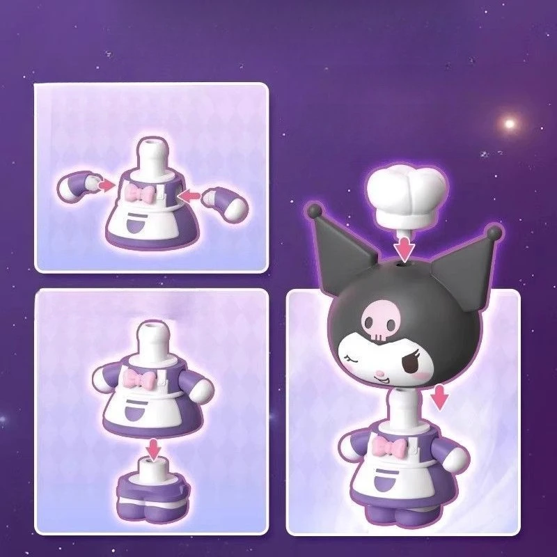 Bruke sanrio família versátil kuromi montado boneca kuromi magnético bonito boneca geladeira ornamento menina festival presentes