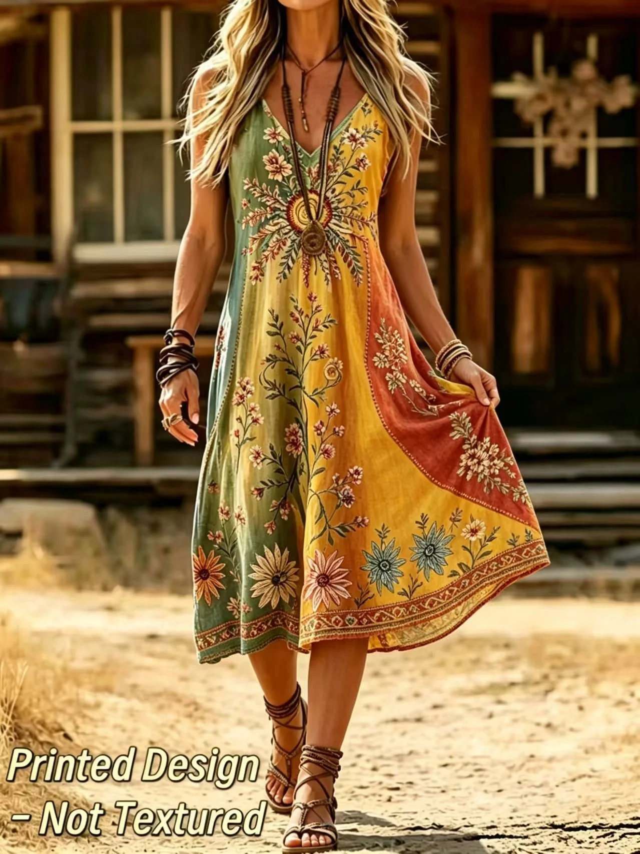 2D Printed Design - Non-Textur - Ethnic Boho Fashion 评论和价格