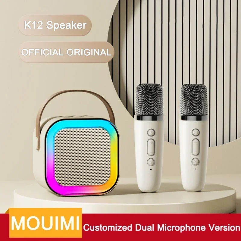 MOUIMI K12 KTV Karaoke Microphone Speaker Wireless Bluetooth Lecture Meeting Voice Box Mini Colorful Lights Audio Long Standby