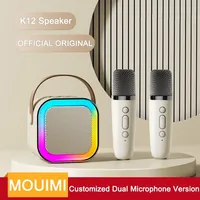 MOUIMI K12 KTV Karaoke Microphone Speaker Wireless Bluetooth Lecture Meeting Voice Box Mini Colorful Lights Audio Long Standby