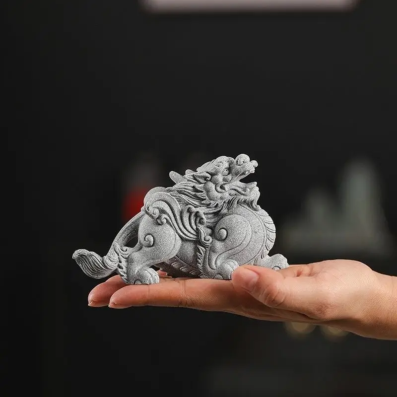 Feng Shui Pixiu Pair Figurines for Wealth, Lucky Chinese Mythical Creature Statue Set for Home Office Desktop Decor