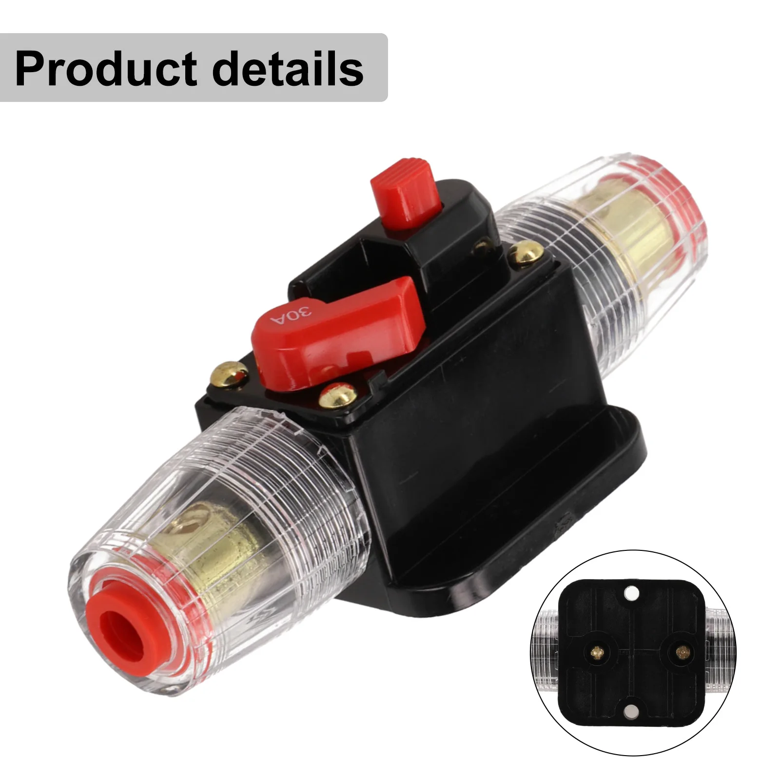 12-24V Fuse Holder 30A Inline Circuit Breaker Easy Installation User-friendly Design Water Resistant Pressure Resistant