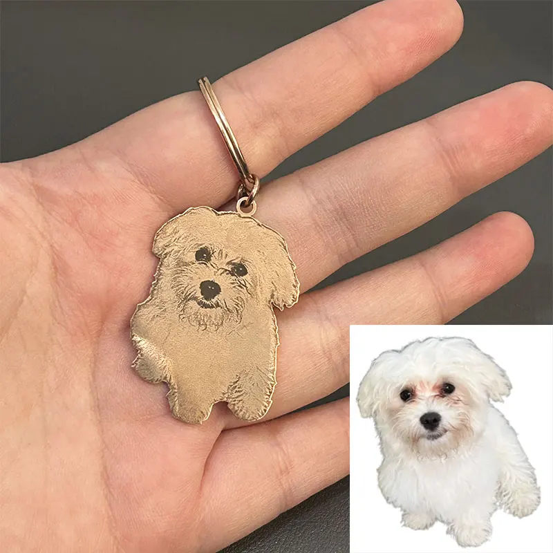 

Personalized Dog Photo Keychain Custom Picture Keyring Dog Portrait Keychain Pet Memorial Gift For Pet Lover Birthday Gift