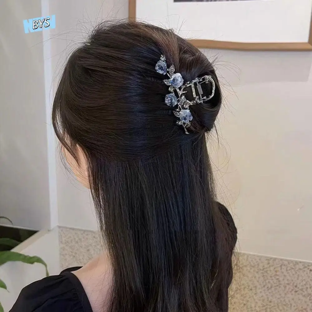 

Flower Camellia Hair Claw Korean Style Hair Accessories Metal Hair Crab Clip Ponytail Holder Headdress Large Shark Clip