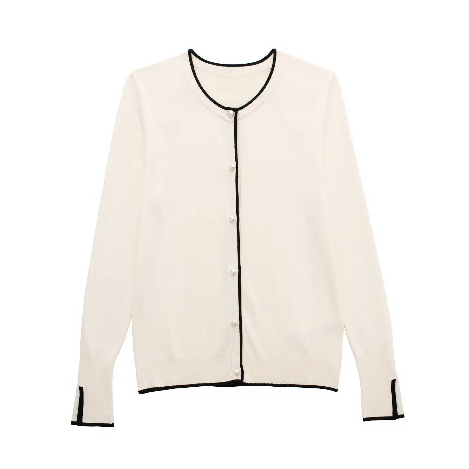 

Cardigan V-neck Long Sleeved Slim Knit Jacket European and American Style Women New 2023 Pearl Button Sweaters