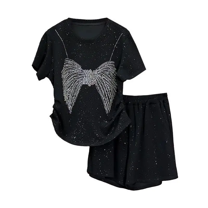 Women Summer Spring Tops Short Sleeveless Tees Shorts Pants Wide Leg Full Long Pant T Shirts Suit Loose Casual Suits Sets