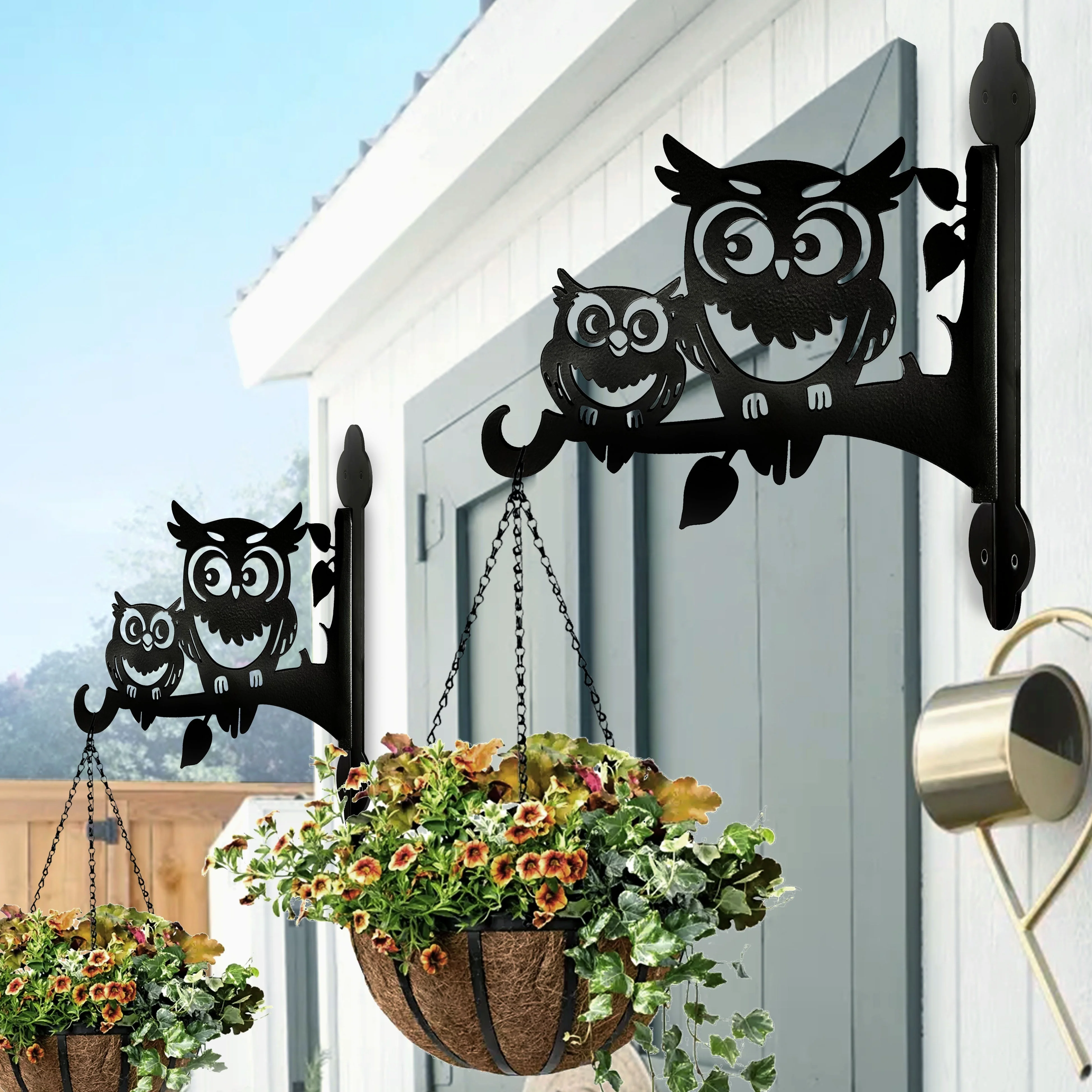 1pc Heavy Duty Metal Owl Plant Hanger, Adorable Mom and Baby Owl Branch Hook Basket Bracket for Outdoor Porch Patio Garden