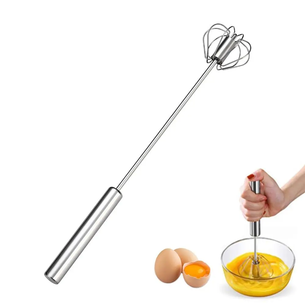 Zecltrea Stainless Steel Semi-Automatic Egg Whisk Rotary Whisk Blender Manual Egg Beater Mixer Tool For Making Cream