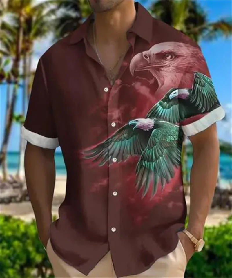 Unisex 2024 Summer Hawaiian Shirts for Men 3d Animal Print Shirts Tiger Pattern Short Sleeves Loose Breathable Tops for Men and