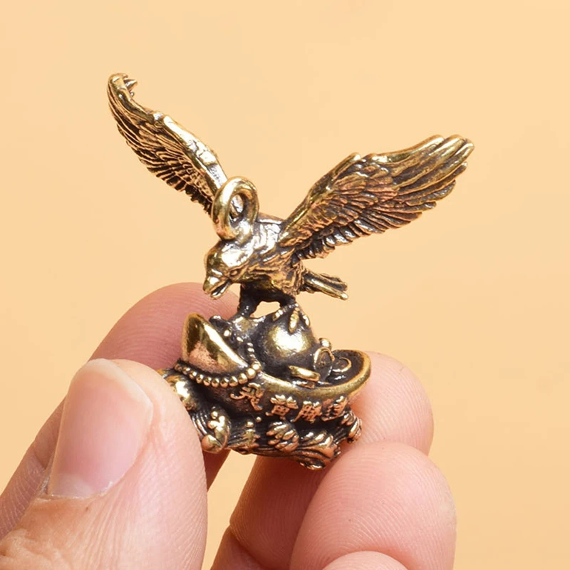 1pc Handmade Crafts Ornament Vintage Copper Bird Figurine Home Office Desk Animal Decoration Brass Eagle Statue Sculpture