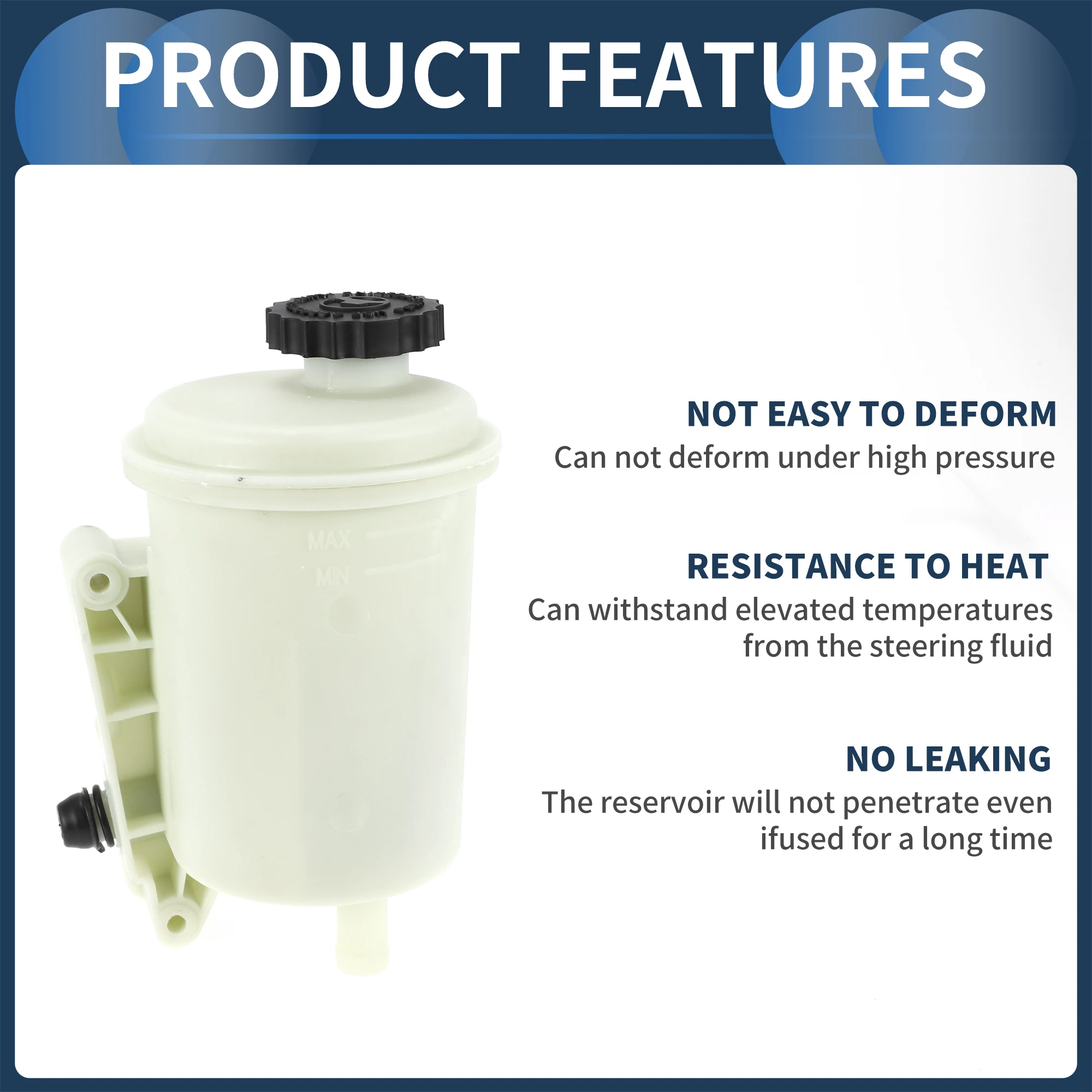 UXCELL Power Steering Reservoir Auto Power Steering Tank No.68034303AB for Chrysler Aspen 8 Cyl 4.7L, 8 Cyl 5.7L 2008-2009 3