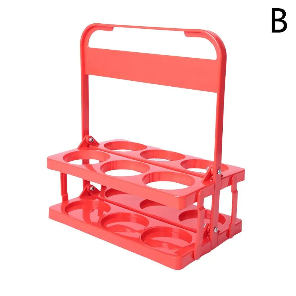 6 Hole Folding Wine Rack Portable Handheld Beer Rack Holder Drink Wine Can Caddy Basket Bar Organizer Bottle D3x8