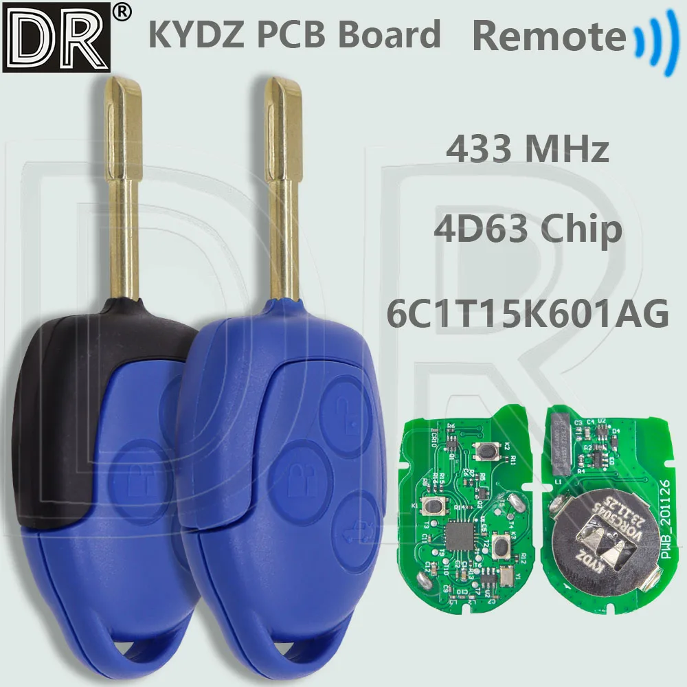 

DR KYDZ PCB Board 6C1T15K601AG 4D63 Chip 433MHz Car Remote Control Key For Ford Transit WM VM MK7 2006-2014