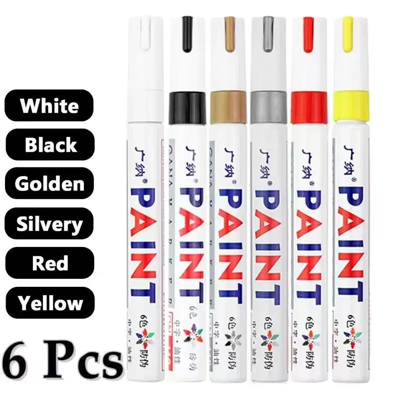 GuangNa 6/12 Pcs Colorful Permanent Paint Marker Waterproof Color Markers Tire Tread Rubber Fabric Paint Metal Paint White Pens view 2