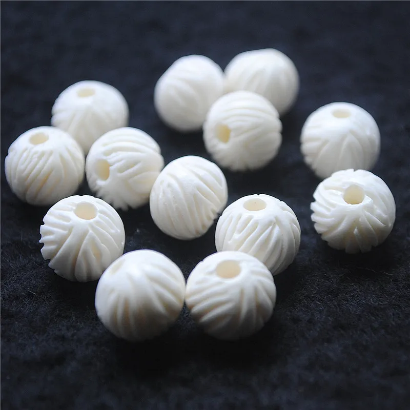 10PCS Spacer Beads Natural OX Bone Material 10MM 12MM Big Hole 3.0MM For Fashion Women Bracelet Making Accessories Free Shipping