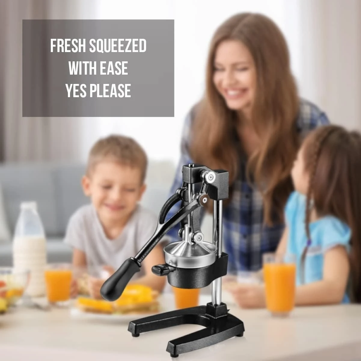 Cast Iron Citrus Juicer Extra-Large Commercial Grade Manual Hand Press Heavy Duty Countertop Squeezer for Fresh Orange Juice 4