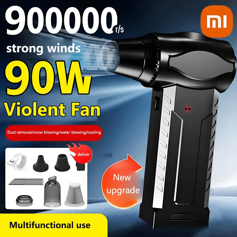 Xiaomi 900000RPM الكهربائية توربو منفاخ نفاث قوية منفاخ الهواء فراغ منظف الغبار فرش السيارات قابلة للشحن أداة مروحة عنيفة #1