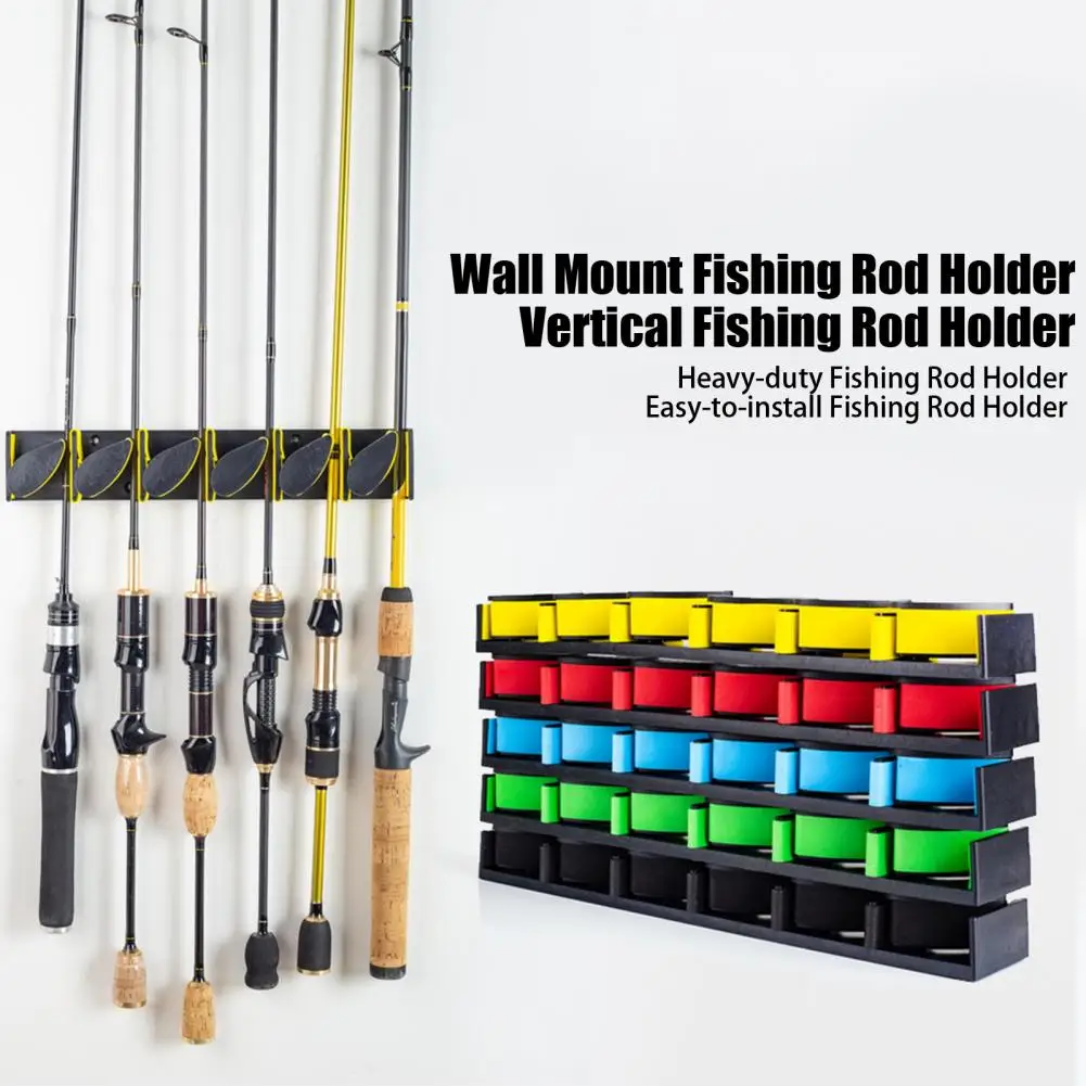 Vertical Fishing Rod Storage Rack Heavy Duty Adjustable Wall Mount Fishing Rod Holder for Vertical Display Organize for 3