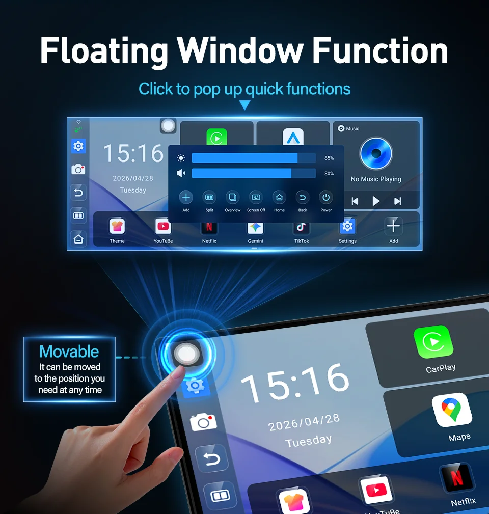 Imagebon P70Plus 11,4 Zoll Android 15 6+128G CarPlay & Android Auto Dashcam Dual WiFi Google Play DVR Smart Split-Screen Dashcam – Detail 7
