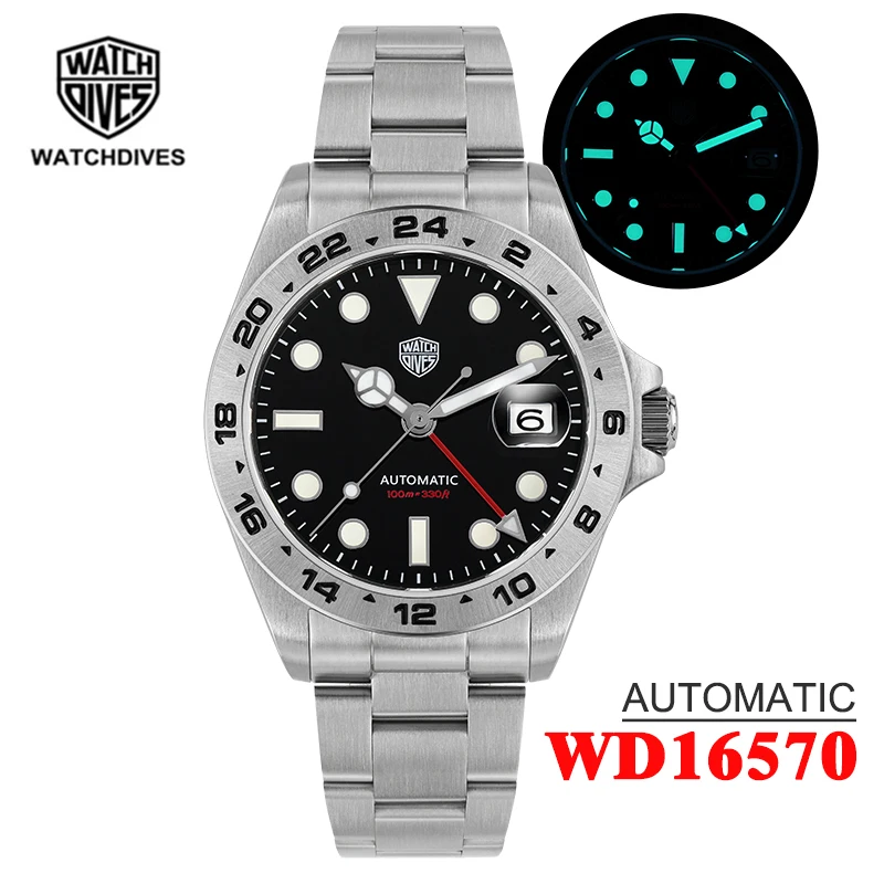 

Watchdives GMT Watch NH34 Automatic 316L Steel Clear AR Sapphire Crystal 100m Waterproof BGW9 Super Luminous 39mm GMT Wristwatch