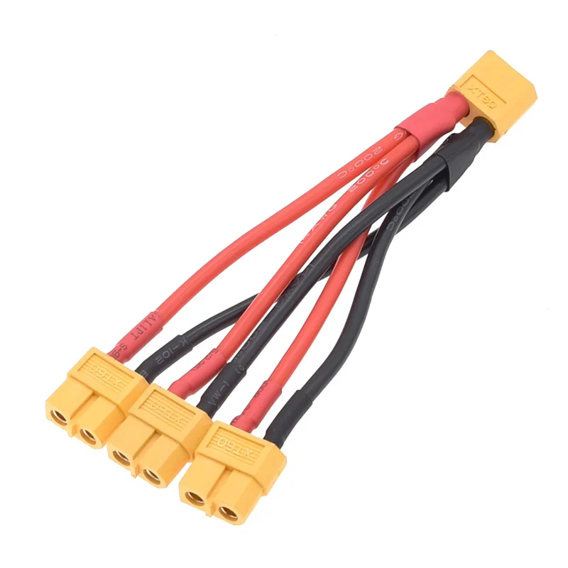 

5PCS XT60 Parallel Battery Connector Male/Female Cable Dual Extension and Splitter/ 3-Way 14AWG Silicone Wire for RC Battery Mot