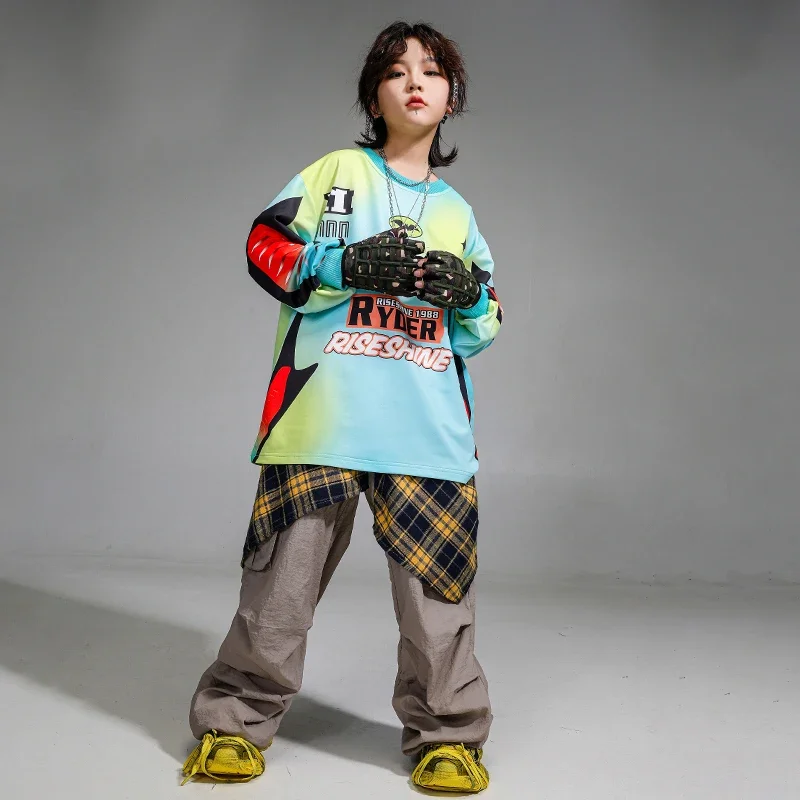 Hip Hop Outfits Boys Sweatshirt Vest Cargo Pants Girls Cool Jazz Street Dance Costume Children Clothes Set Kids K-pop Streetwear