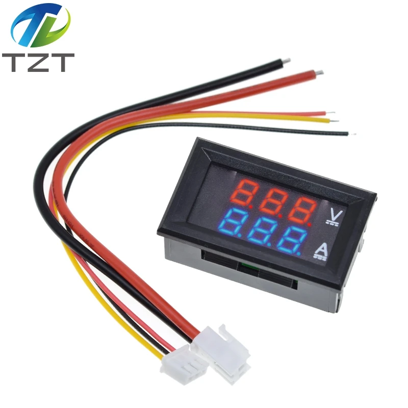 DC 0-100V 10A Digital Voltmeter Ammeter Dual Display Voltage Detector Current Meter Panel Amp Volt Gauge 0.28" Red Blue LED image 4