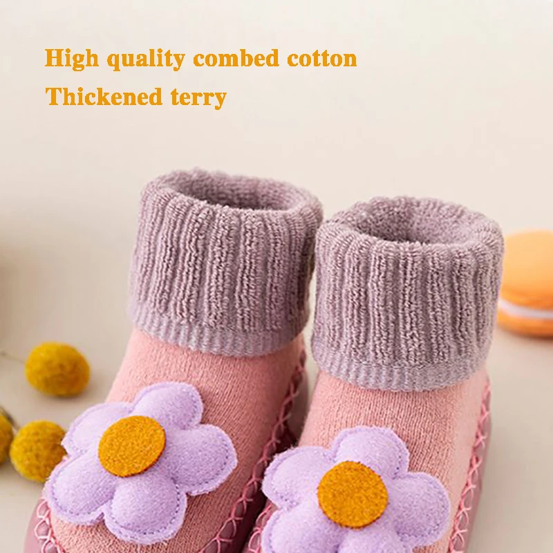 Cute Cartoon Animal Baby Shoes Foot  Floor Socks For Boy Girl Winter Soft Cotton Anti Slip Soled Newborn Toddler First Walkers