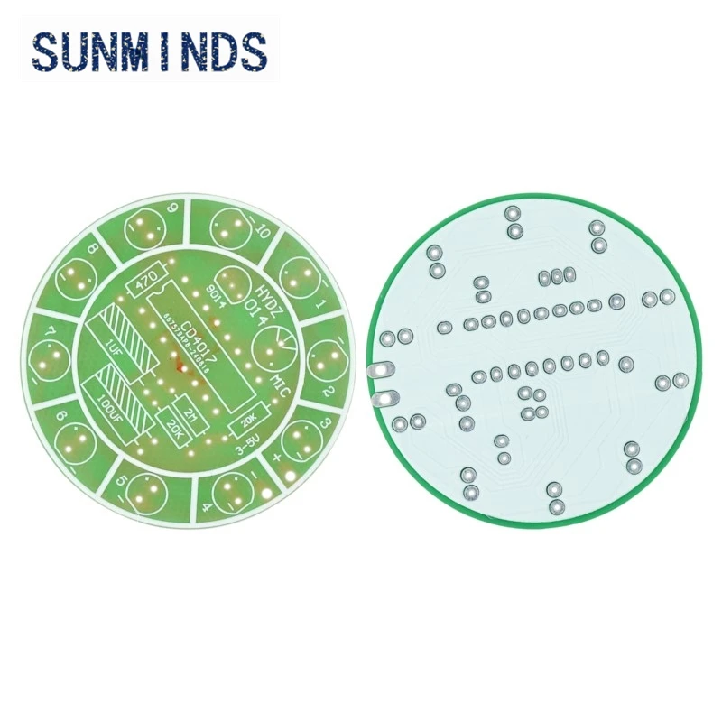 CD4017 التحكم الصوتي الدورية الملونة LED تعميم مجموعة مصابيح المياه DIY ميكروفون التحكم الإلكتروني في الصوت