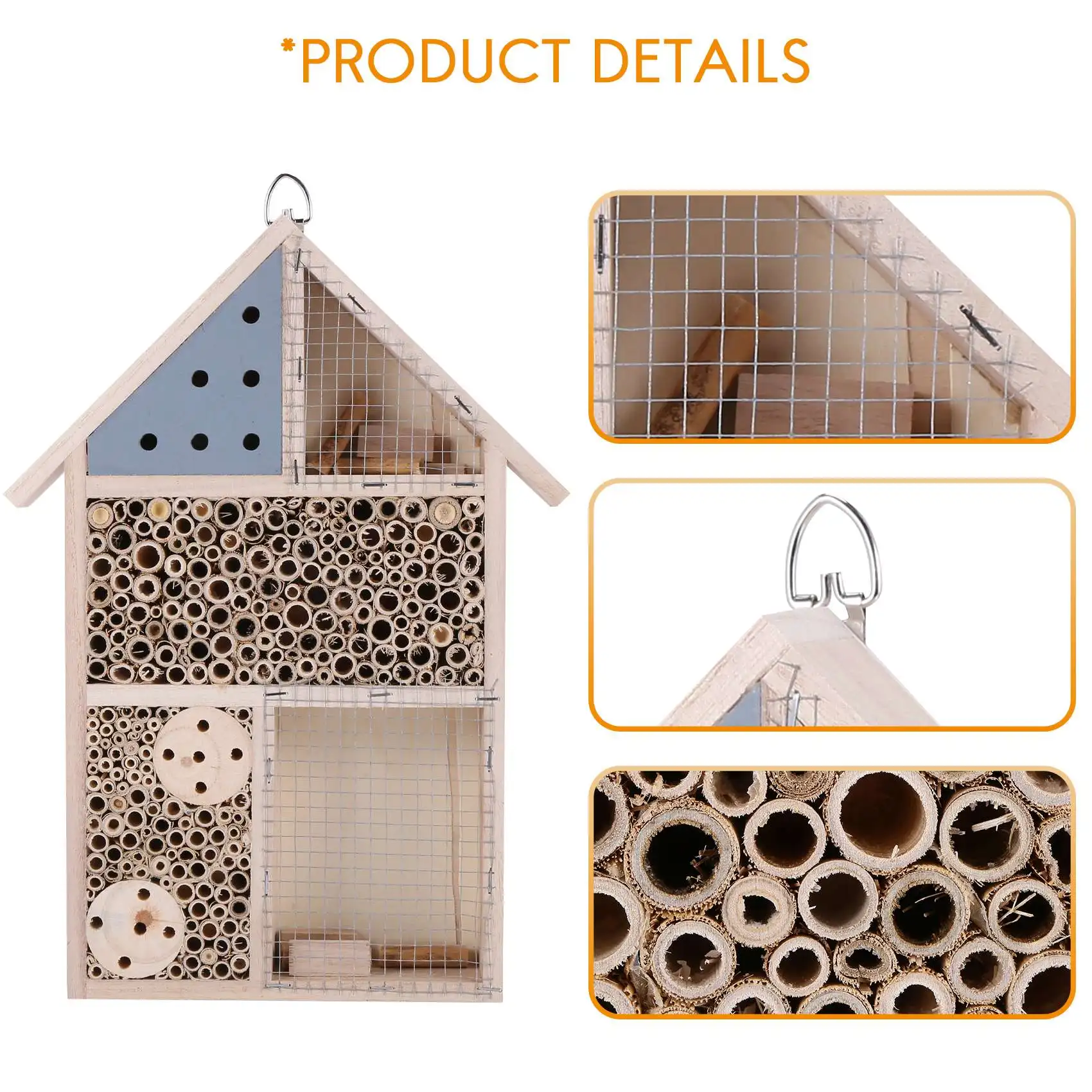 Casa de madera para insectos, refugio para Hotel, decoración de jardín, nido para mariquitas, Lacewings, mariposa