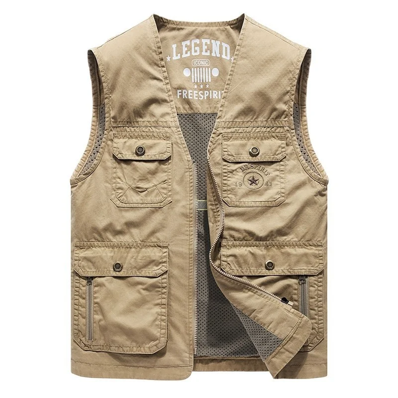 

Four Seasons Military Vest Men Many Pockets V-neck Sleeveless Jacket Outdoor Casual Photography Fishing Hiking Waistcoat