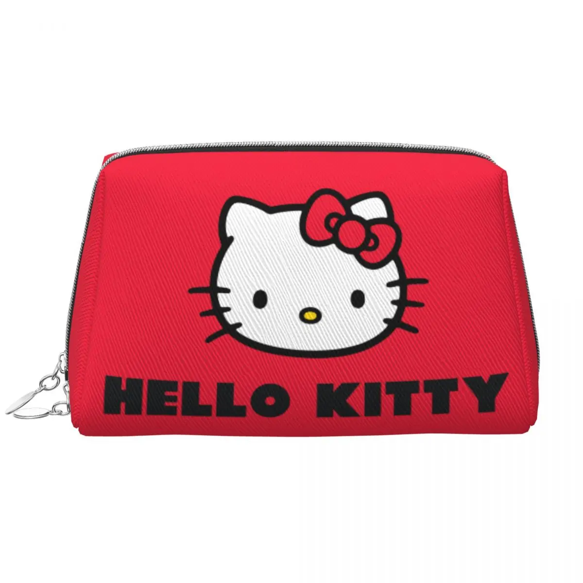 Fashionable Girl Cosmetic Cases HELLO KITTY HEAD Leather Makeup Bag Merch Large Capacity Zipper Toiletry Case