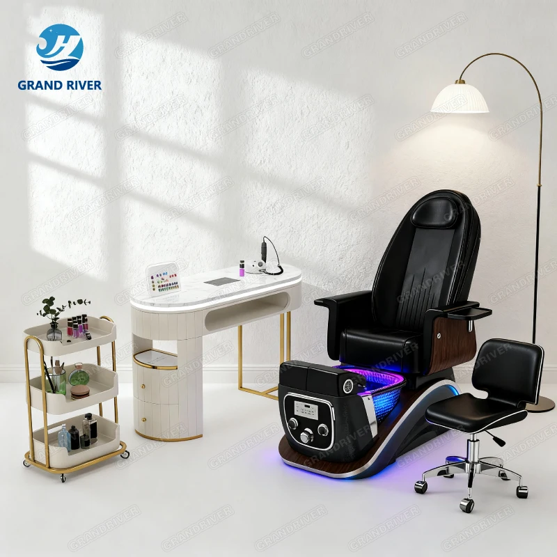 Massage Table,Luxury Human Touch Massage Foot Spa Manicure Chair Modern Electric Adjustable Reclining Pedicure Chair With Jet Pu