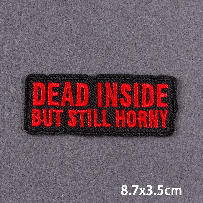 Schwarzer Aufnäher mit Slogan zum Aufbügeln für Kleidung, DIY-Stickerei-Applikation, Bügelbare Aufnäher, DIY-Bügelsticker, Abzeichen – Detail 22