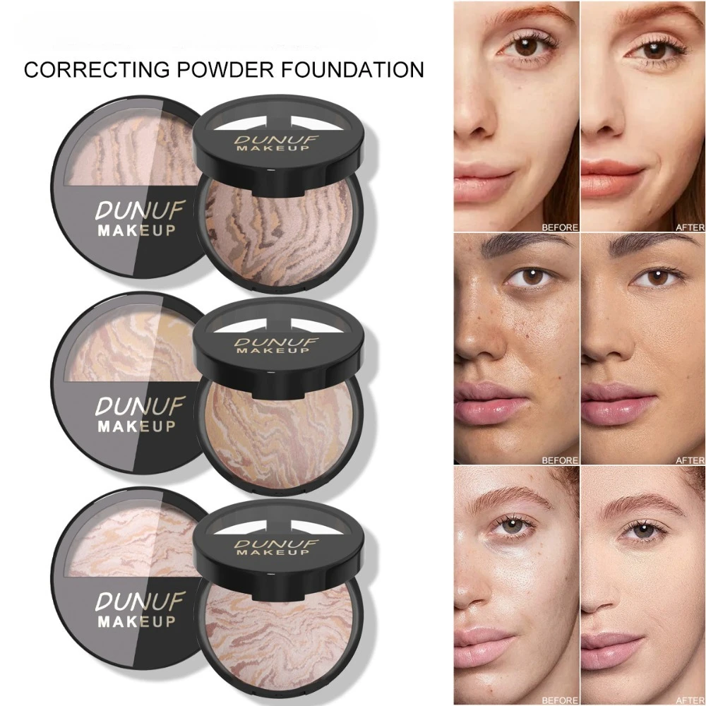 3 Color Baked Contour Palette Face Sculpting Powder Velvet Finish for Chiseled Cheekbones Nose Definition Day To Night Makeup