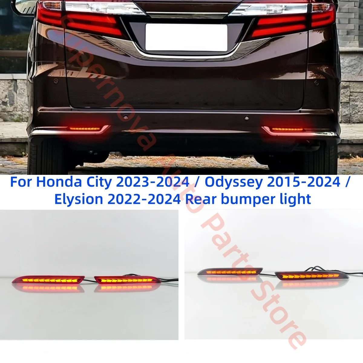 For Honda City 2023-2024 / Odyssey 2015-2024 / Elysion 2022-2024 Rear bumper light Brake lights Turn signal Driving light LED