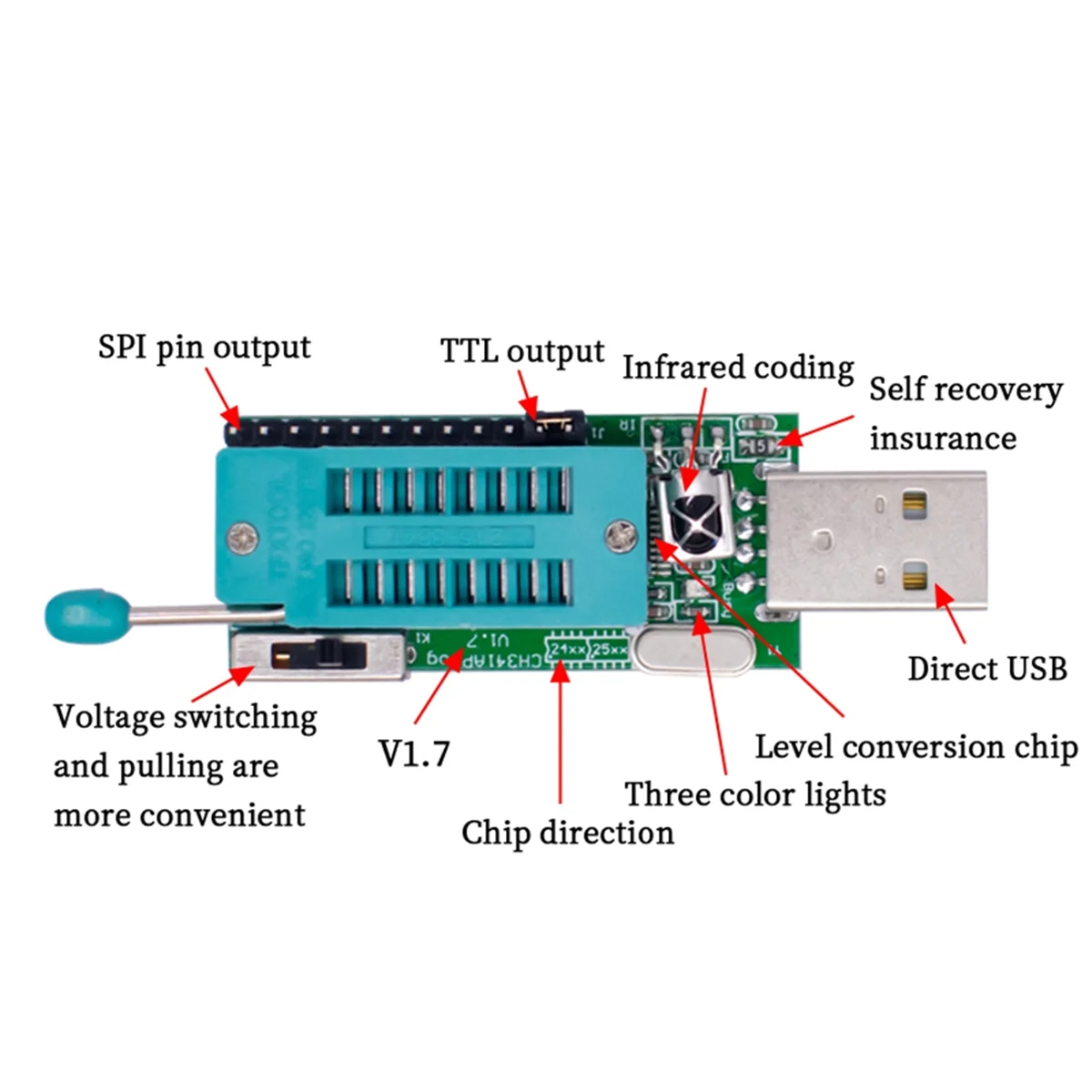 CH341A Programmer V1.7 1.8V Level Shift W25Q64FW W25Q128FW Gd25LQ64