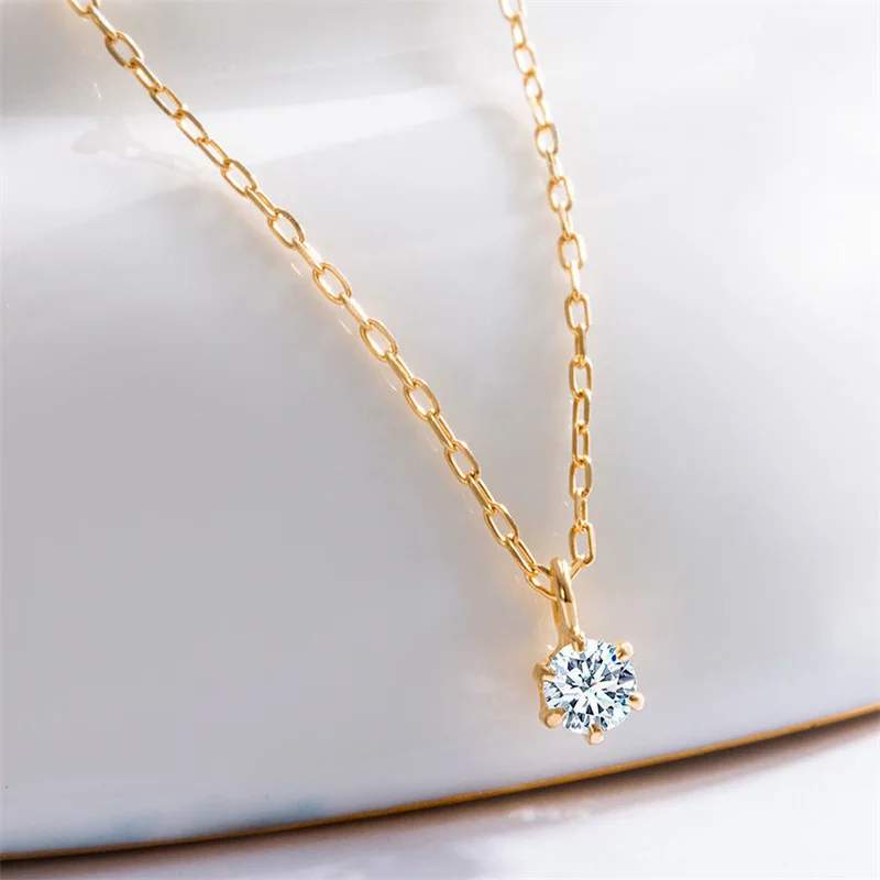 Somilia New Fashion 925 Sterling Silver Women's DIY Necklace Pendant 18K Golden Necklace Fine Jewelry Girlfriends Gift 45CM NO1