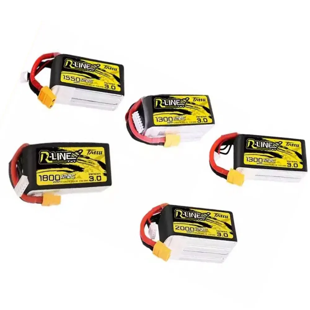 Tattu R-Line Version 3.0 V3 1050/1300/1400/1550/1800/2000mAh 120C 4S 6S 4.2V Lipo Battery w/ XT60 Plug for RC FPV Racing Drone