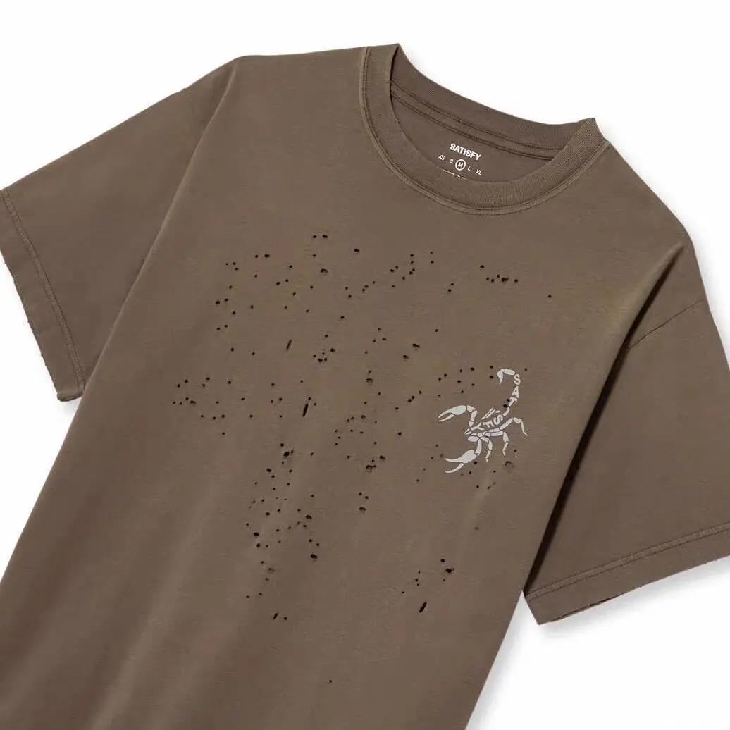 Satisfy Sports Crew Neck Ripped Casual Loose Short Sleeve T-Shirt