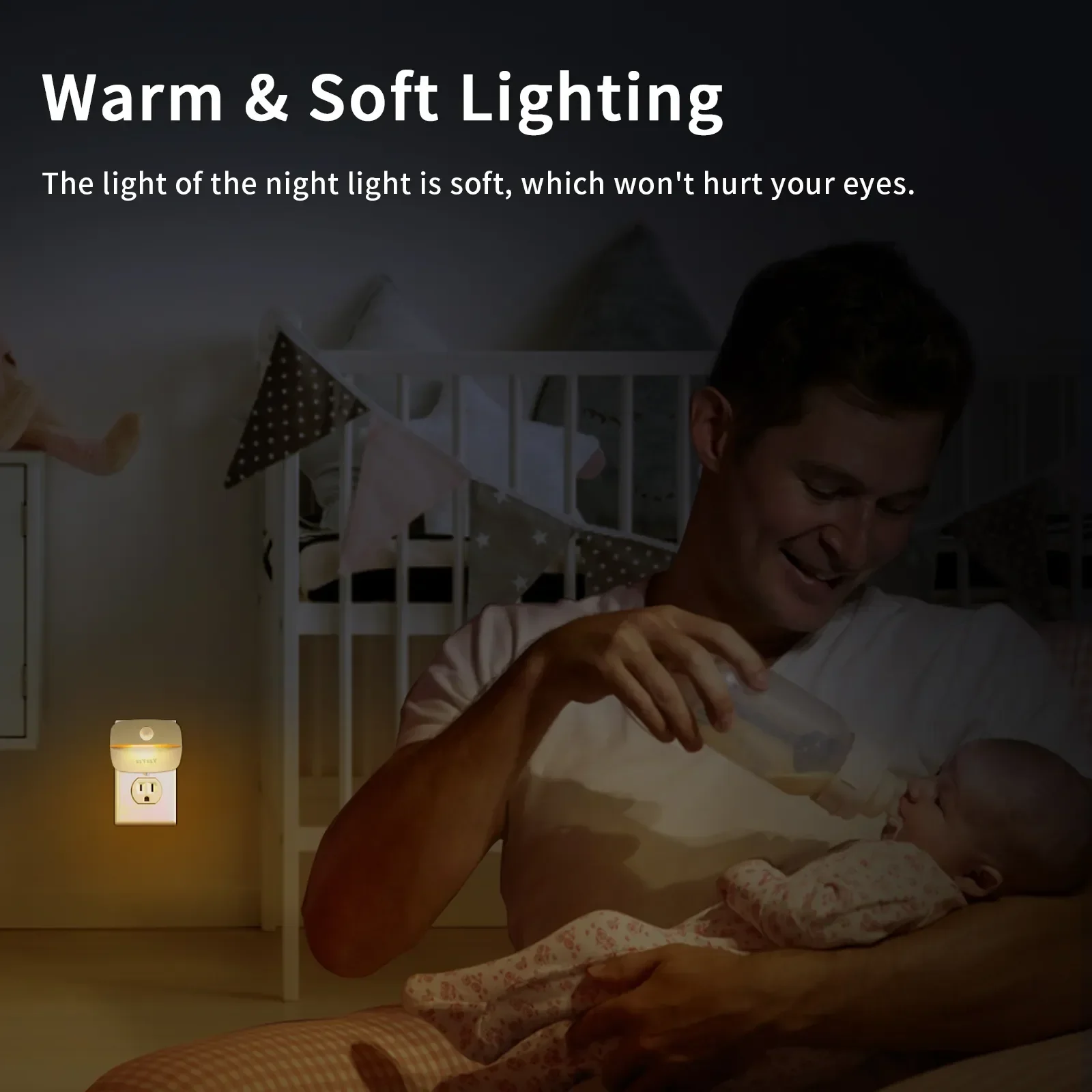 Luz LED nocturna con Sensor de movimiento, lámpara de noche con enchufe europeo y estadounidense, decoración para dormitorio de niños, pasillo, escaleras, WC, mesita de noche