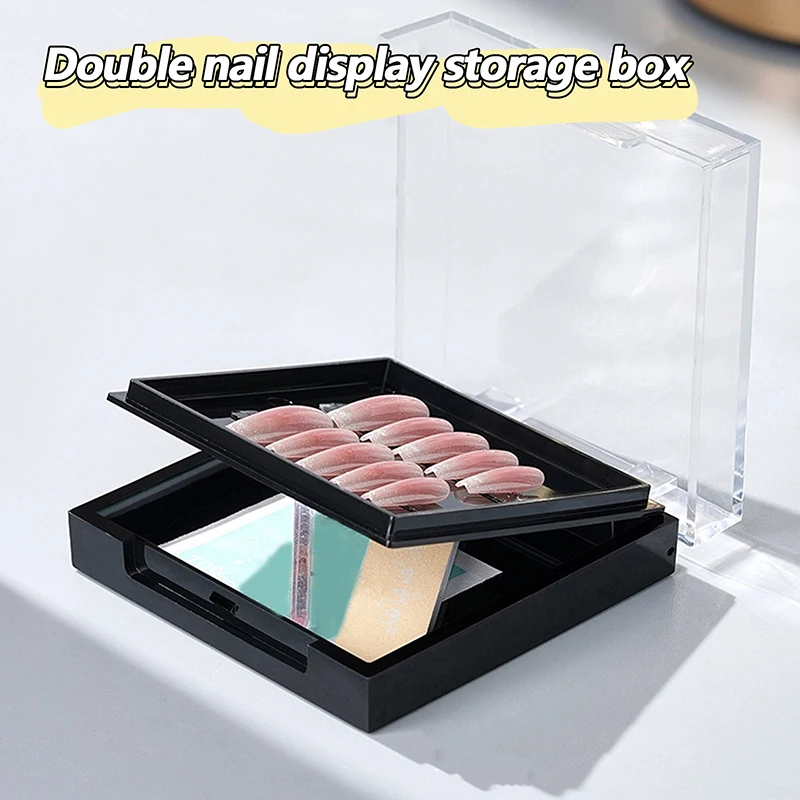 Double Layer Nail Display Case Transparent Acrylic Press-on Nails Display Storage Multifunctional Container Box For Fake Nail