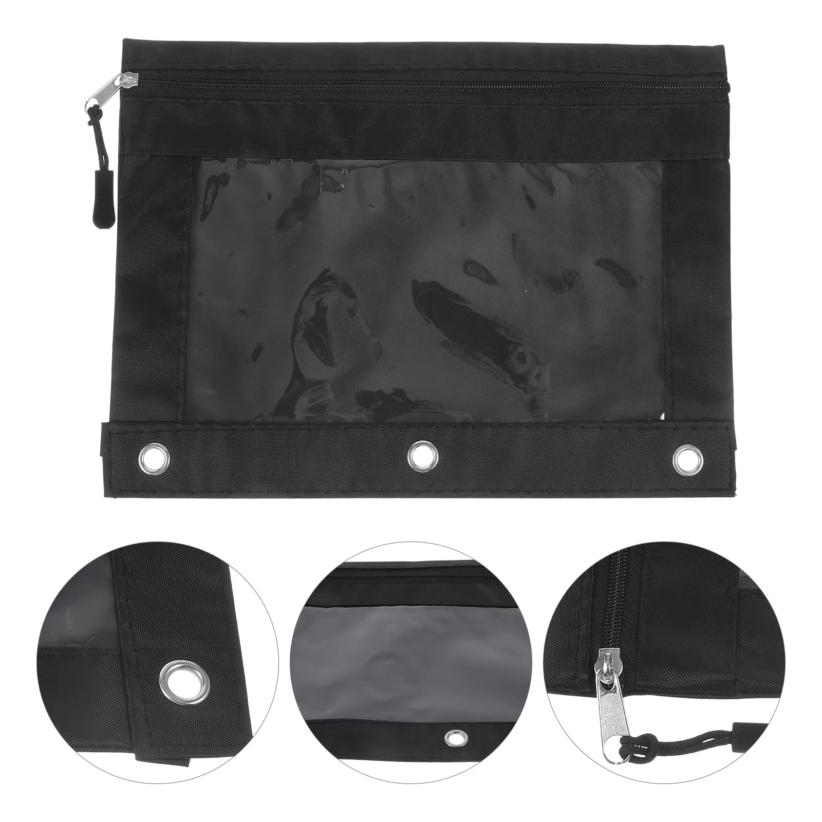 3 Pcs Transparent Pencil Bag Large Capacity Binder White File Pouch Polyester Office School Supplies Zipper Case Storage