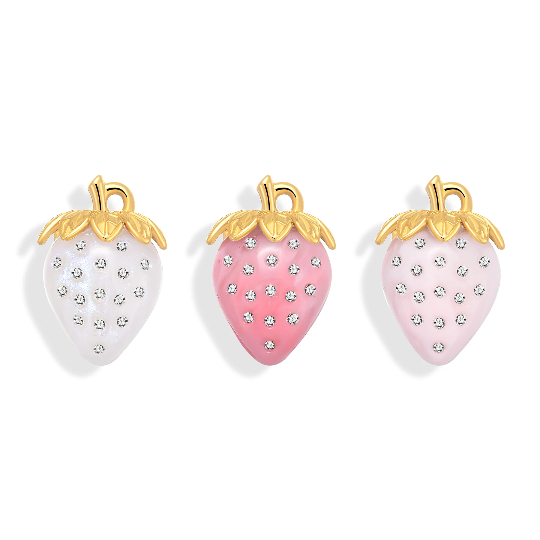 1Pc Cute Strawberry with Rhinestone Pendant for Women DIY Necklace Earrings Keychain Sweet Fruit Jewelry Accessories