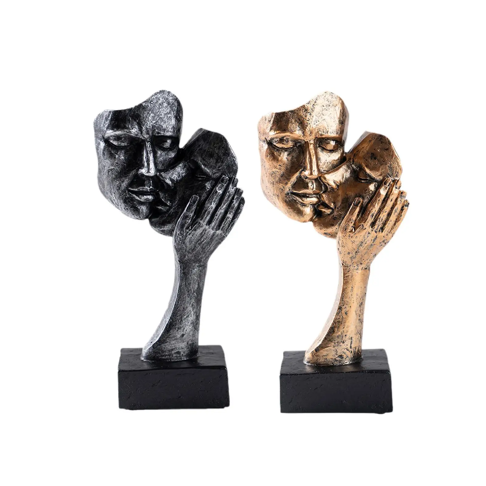 Abstract Art Couple Sculpture Couples Kiss Sculpture Collection Modern Love Figurine for Fireplace TV Cabinet Birthday Gift