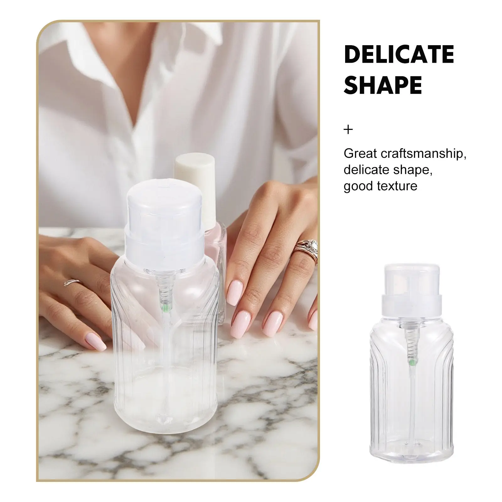 6Pcs 200Ml Refillable Press Pump Bottles Pet Nail Liquid Holder Bottles Leakproof Squeeze Dispenser for Nail Polish Remover view 4