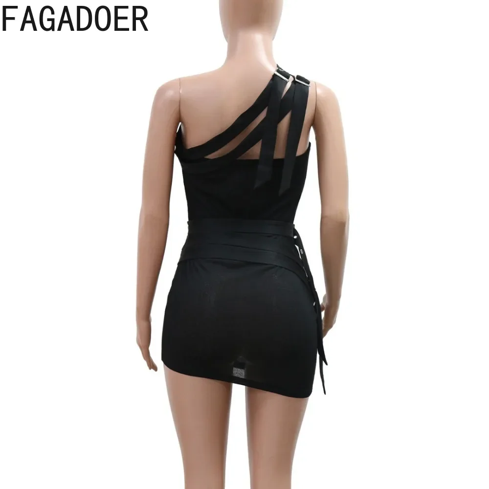 FAGADOER Off Shoulder Sexy Mini Dress Women See Though Backless Bodycon Vestidos Female Sashes Irregular Party Clubwear